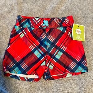 Boys plaid swim trunks